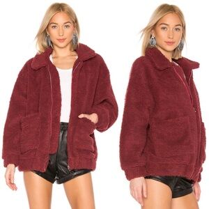 I AM GIA Burgundy Red Pixie Teddy Coat